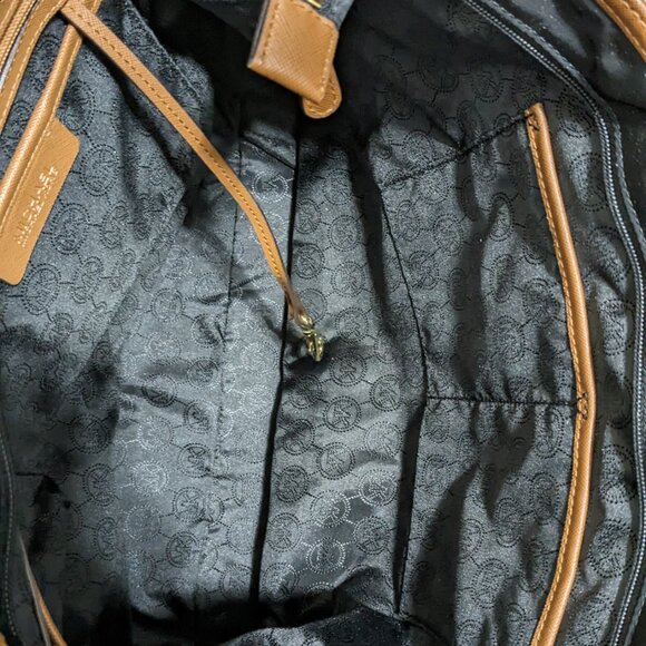 Michael Kors Purse Black Nylon Leather Trim Tote Shopper Multiple Pockets - Picture 11 of 15